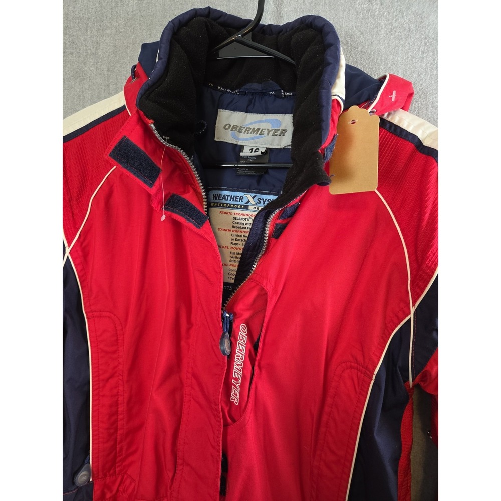 Obermeyer Red Ski Snow Insulated Snowboard Full Zip Hooded Jacket Size 16 Coat
